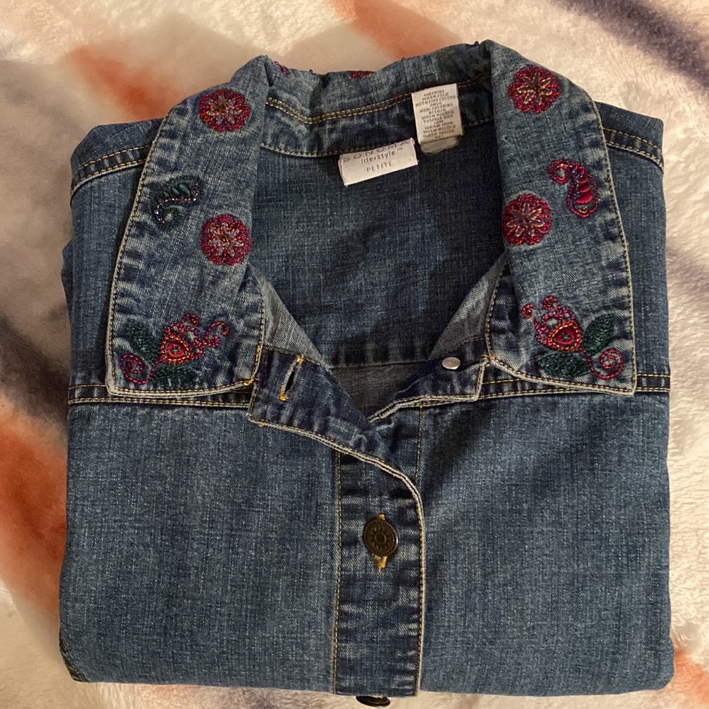 Vintage Sonoma “lifestyles” embroidered jeans over shirt size PL